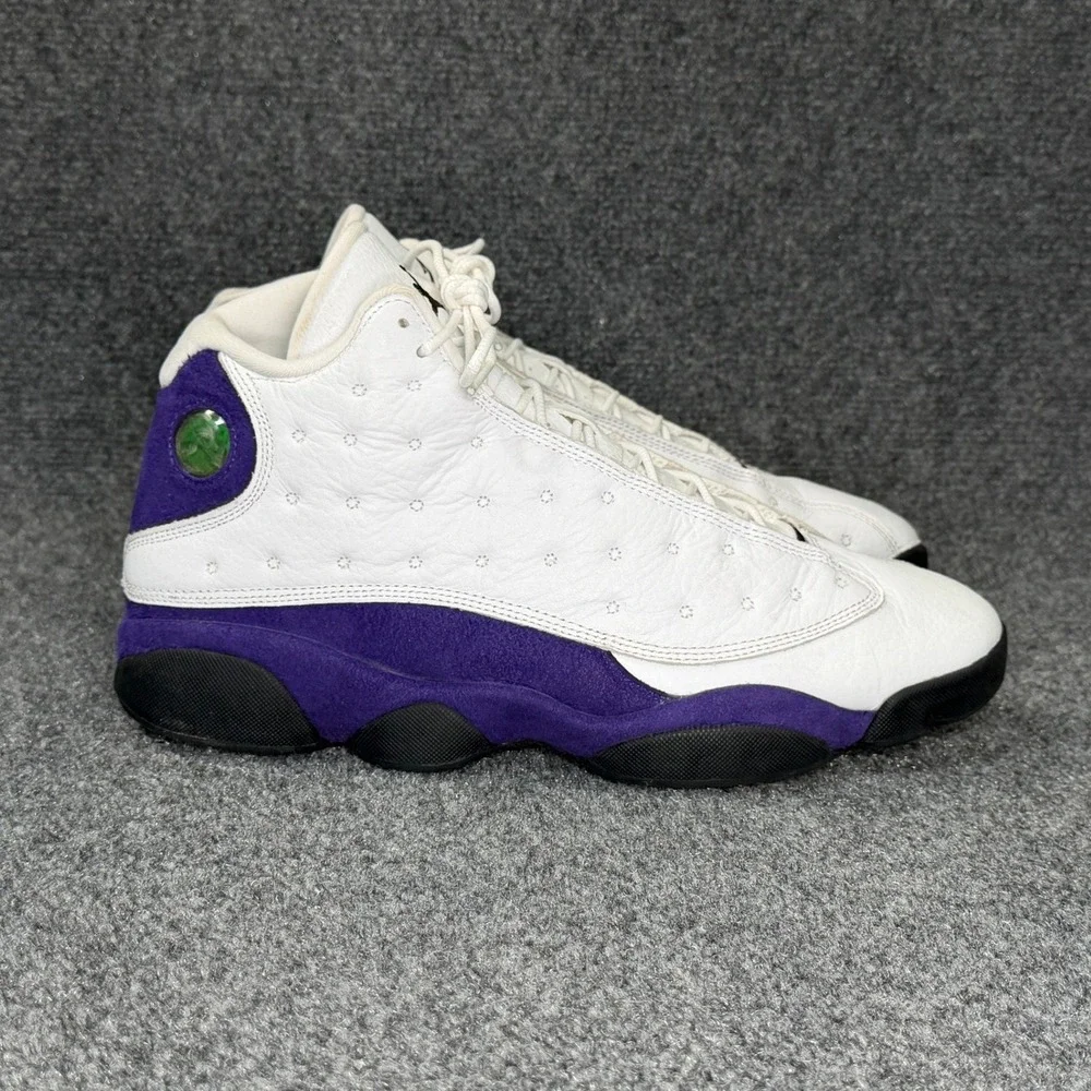 Jordan 13 Retro Shoes Men's 12 White Purple Lakers Athletic Hooping Sneakers